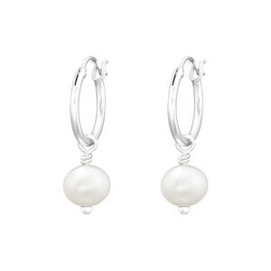 Freshwater Pearl Sterling Silver Huggie Hoop Earrings